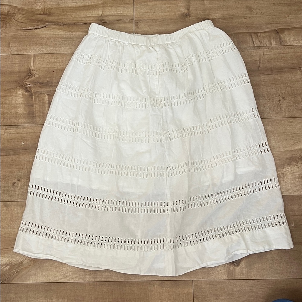 White Eyelet Midi Skirt
